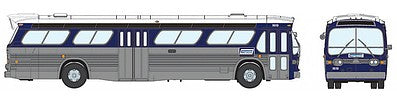 Rapido Trains 701014 HO Scale 1959-1986 GM New Look/Fishbowl Bus - Standard - Assembled -- Connecticut Transit #1619 (silver, blue, white)