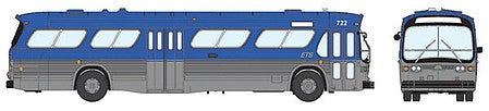 Rapido Trains 701023 HO Scale 1959-1986 GM New Look/Fishbowl Bus - Standard - Assembled -- Edmonton Transit #722 (silver, blue)