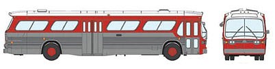 Rapido Trains 701038 HO Scale 1959-1986 GM New Look/Fishbowl Bus - Standard - Assembled -- Painted, Unlettered (red, silver)