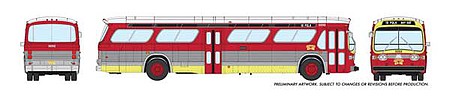 Rapido Trains 703054 HO Scale 1960s-1986 GM New Look-Fishbowl Bus - Standard - Assembled -- San Francisco MUNI 3031 (silver, maroon, yellow, white)