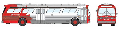 Rapido Trains 751030 HO Scale 1959-1986 GM New Look/Fishbowl Bus - Deluxe Lighted - Assembled -- Ottawa OC Transpo #8238 (silver, red, white)