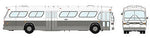 Rapido Trains 751037 HO Scale 1959-1986 GM New Look/Fishbowl Bus - Deluxe Lighted - Assembled -- Painted, Unlettered (white, silver)