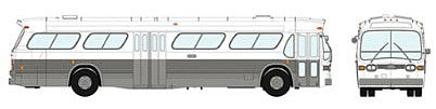 Rapido Trains 751037 HO Scale 1959-1986 GM New Look/Fishbowl Bus - Deluxe Lighted - Assembled -- Painted, Unlettered (white, silver)