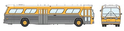 Rapido Trains 751039 HO Scale 1959-1986 GM New Look/Fishbowl Bus - Deluxe Lighted - Assembled -- Painted, Unlettered (yellow, silver)