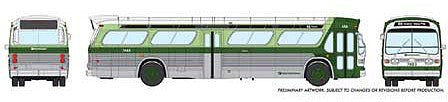 Rapido Trains 753021 HO Scale 1960s-1986 GM New Look-Fishbowl Bus - Deluxe Lighted - Assembled -- Chicago CTA 7735 (silver, green, white)