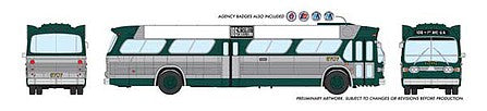 Rapido Trains 753045 HO Scale 1960s-1986 GM New Look-Fishbowl Bus - Deluxe Lighted - Assembled -- New York City MTA 8518 (silver, green)