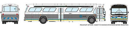 Rapido Trains 753104 HO Scale 1959-1986 GM New Look-Fishbowl Bus, Deluxe Lighted - Assembled -- Edmonton Transit 529 (white, silver, blue, yellow)