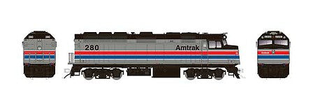 Rapido Trains 83101 HO Scale EMD F40PH Phase 2 - Standard DC -- Amtrak 284 (Phase II, Platinum Mist, Wide blue and red Stripes)