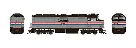 Rapido Trains 83607 HO Scale EMD F40PH Phase 2, Ditch Lights - LokSound 5 and DCC -- Amtrak 291 (Phase III, Platinum Mist, Equal blue and red Stripes)