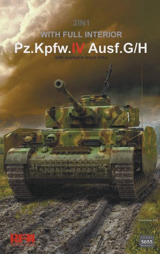 Rye Field Models 5055 1/35 German PzKpfw IV Ausf G/H Tank w/Full Interior & Workable Track Links (2 in 1)