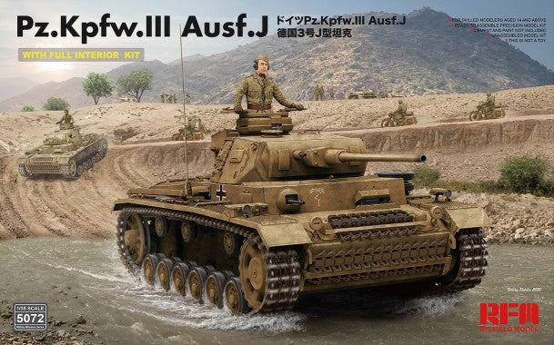 Rye Field Models 5072 1/35 PzKpfw III Ausf J Tank w/Full Interior & Workable Track Links