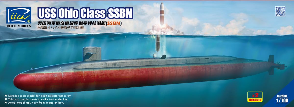 Riich Models 27004 1/700 USS Ohio Class SSBN Submarine (2 Kits)