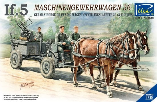 Riich Models 35012 1/35 German If5 Horse Drawn MG Wagon & ZwillingsL 36 Gun w/3 Crew