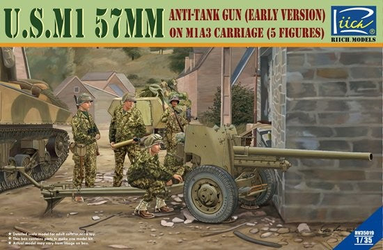 Riich Models 35019 1/35 US M1 57mm Anti-Tank Gun Early Version on M1A3 Carriage w/5 Crew