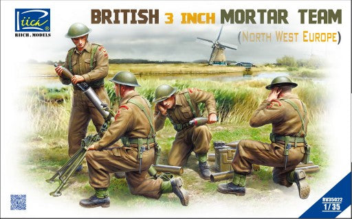 Riich Models 35022 1/35 British 3-inch Mortar & Team (4) North West Europe