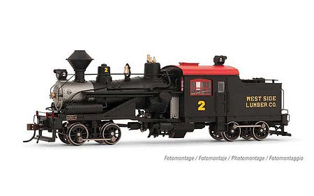 Rivarossi HR2880 HO Scale 2-Truck Heisler - Standard DC -- West Side Lumber Co. 2 (black, graphite, yellow, red)