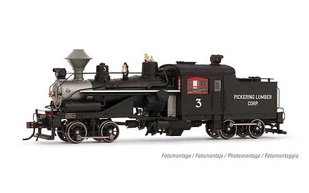 Rivarossi HR2881 HO Scale 2-Truck Heisler - Standard DC -- Pickering Lumber Corp. 3 (black, graphite, white, red)