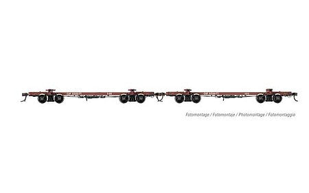 Rivarossi HR6537 HO Scale Skeleton Log Car 2 Pack - Ready-to-Run -- West Side Lumber Co. 142, 151 (Boxcar Red)
