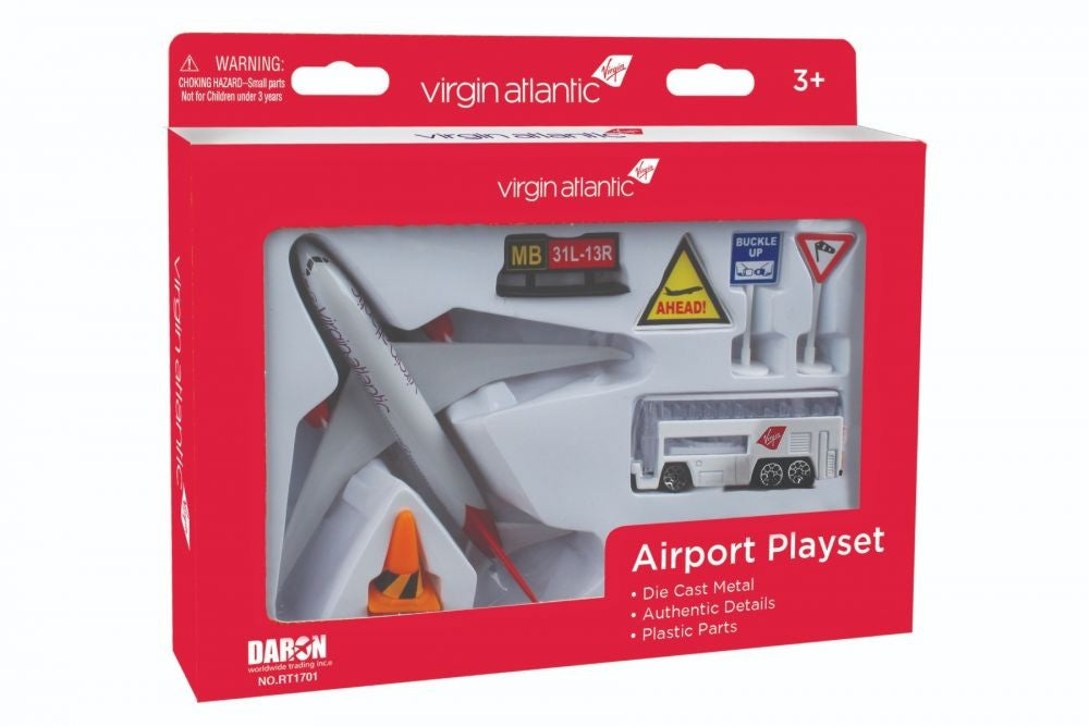 Realtoy 1701 Virgin Atlantic A350 Airport Die Cast Playset (8pc Set)