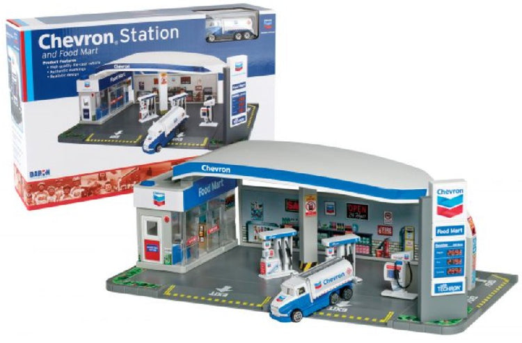 Realtoy 187215 Chevron Gas Station & Food Mart Plastic/Die Cast Playset