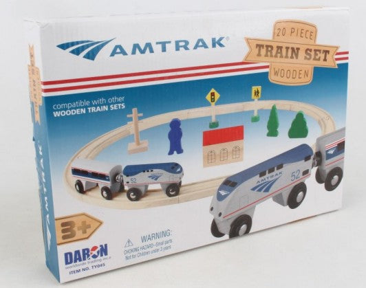 Realtoy 45 Amtrak Wooden Train Set (20pc) (Magnetic Cars, Track & Access.)
