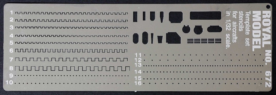 Royal Model 672 Scribing Template Stencils Set for 1/32 Planes (Photo-Etch)