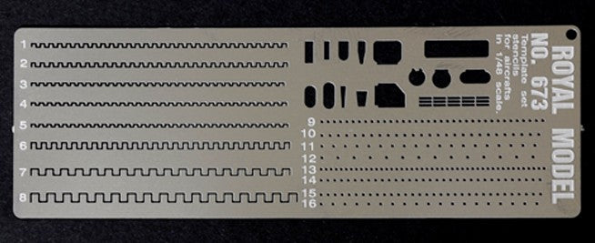 Royal Model 673 Scribing Template Stencils Set for 1/48 Planes (Photo-Etch)