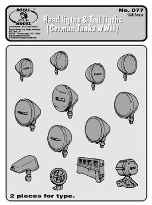 Royal Model 77 1/35 WWII German Tank Head Lights & Tail Lights (Resin)