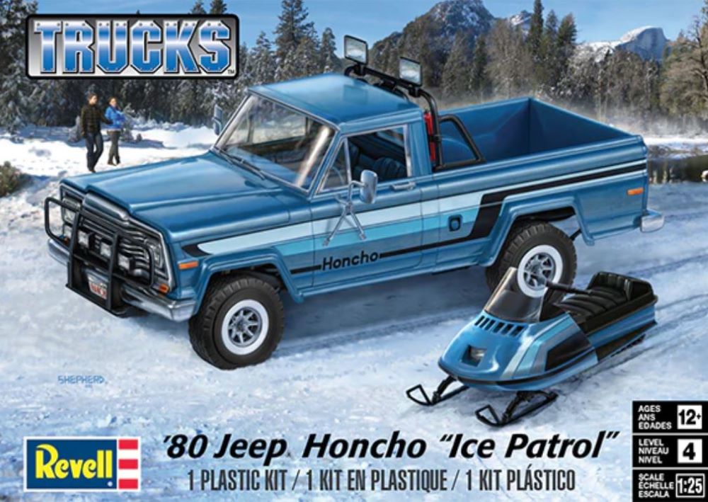 Revell Monogram 7224 1/25 1980 Ice Patrol Honcho Jeep Pickup Truck w/Snowmobile