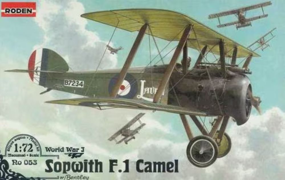 Roden 53 1/72 Sopwith F1 Camel WWI British BiPlane Fighter w/Bentley Engine