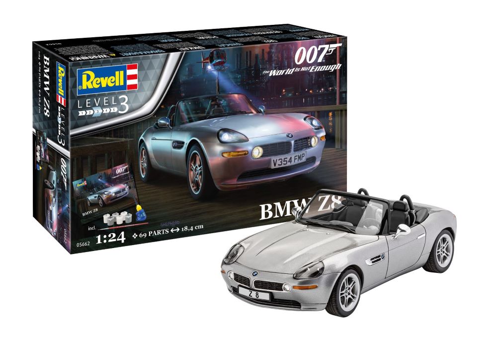 Revell 5662 1/24 James Bond BMW Z8 Car from The World Is Not Enough Movie w/paint & glue