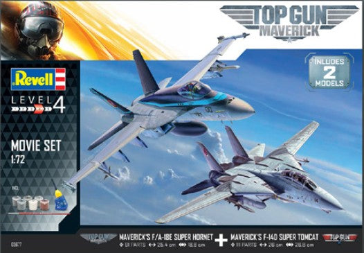 Revell 5677 1/72 Top Gun Maverick's Set: F/A18E Super Hornet & F14D Super Tomcat Aircraft w/paint & glue