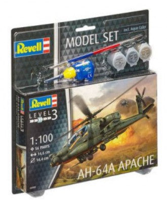 Revell 64985 1/100 AH64A Apache Helicopter w/paint & glue