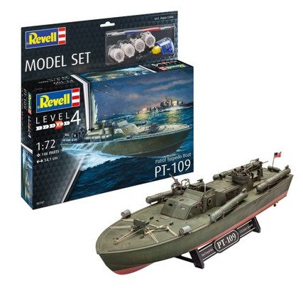 Revell 65147 1/72 PT109 Patrol Torpedo Boat w/paint & glue (D)