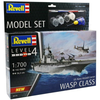 Revell 65178 1/700 USS Wasp Class Assault Aircraft Carrier w/paint & glue