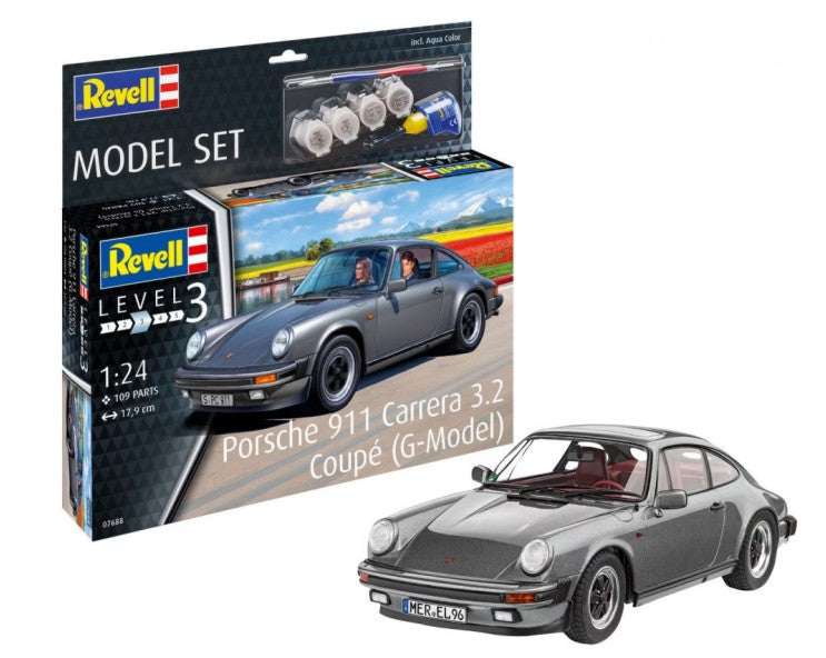 Revell 67688 1/24 Porsche 911G Carrera 3.2 Coupe Car w/paint & glue
