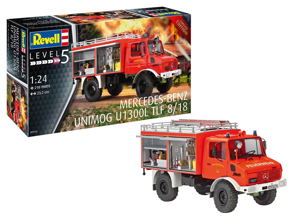 Revell 7512 1/24 Mercedes Benz Unimog U1300L TLF 8/18 Fire Truck