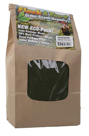 Scenic Express 812E All Scale Flock & Turf Ground Cover ECO Pack Bag - 48oz 1.4L -- Fine - Burnt Green