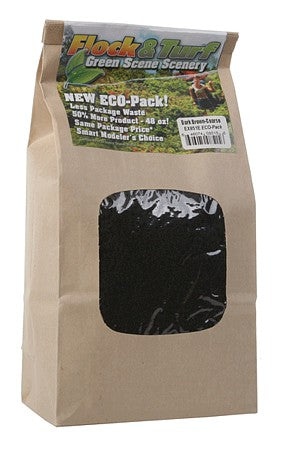 Scenic Express 851E All Scale Flock & Turf Ground Cover ECO Pack Bag - 48oz 1.4L -- Coarse - Dark Brown
