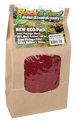 Scenic Express 879E All Scale Flock & Turf Ground Cover ECO Pack Bag -- Autumn Red Coarse 48oz 1.4l