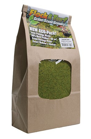 Scenic Express 881E All Scale Flock & Turf Ground Cover ECO Pack Bag -- Summer Lawn Blend 48oz 1.4l