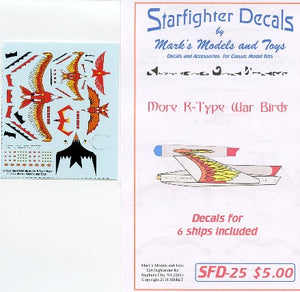 Starfighter Decals 25 Star Trek: R-Type Warbirds Markings for 6 Ships