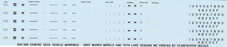 Starfighter Decals 350300 1/350 USN Generic Deck & Dashboard Vehicle Markings for Yellow Gear 1960s-1990s or White Gear Late 1990s-Present