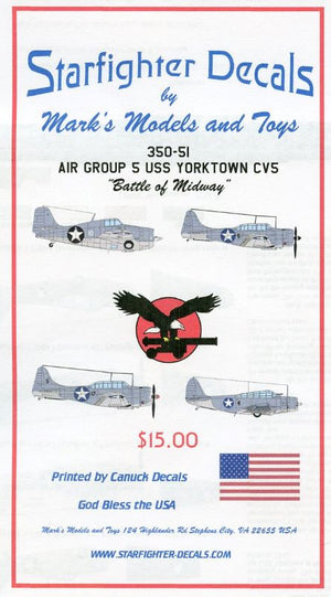 Starfighter Decals 35051 1/350 Air Group 5 USS Yorktown CV5 Battle of Midway