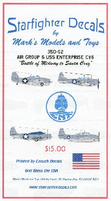 Starfighter Decals 35052 1/350 Air Group 6 USS Enterprise CV6 Battle of Midway to Santa Cruz for Merit