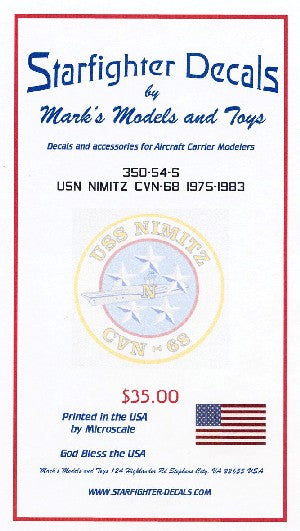 Starfighter Decals 35054 1/350 USS Nimitz CVN68 1975-83 Deck Markings for TSM