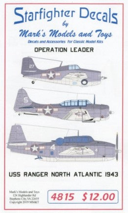 Starfighter Decals 4815 1/48 USS Ranger Aircraft Operation Leader North Atlantic 1943 (D)