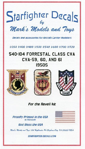 Starfighter Decals 540104 1/350-1/720 USS Forrestal Class CVA59/60/61 1950s for RVL