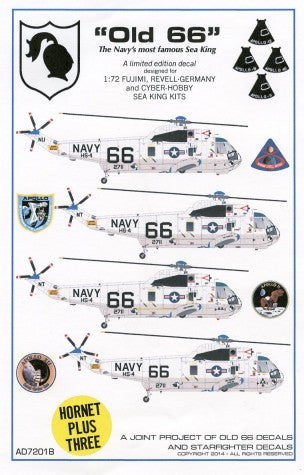 Starfighter Decals 7201 1/72 Old 66 SH3 Apollo Moon Missions Sea King Helicopter for FJM, RVL & DML