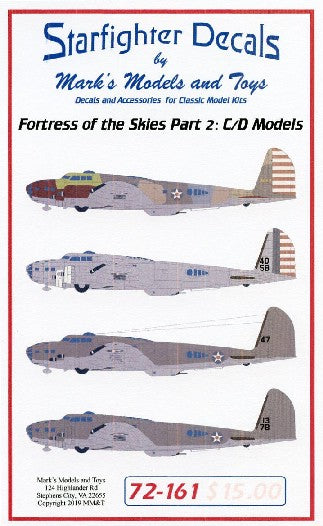 Starfighter Decals 72161 1/72 Fortress of the Skies Part 2 B17C/D for ACY